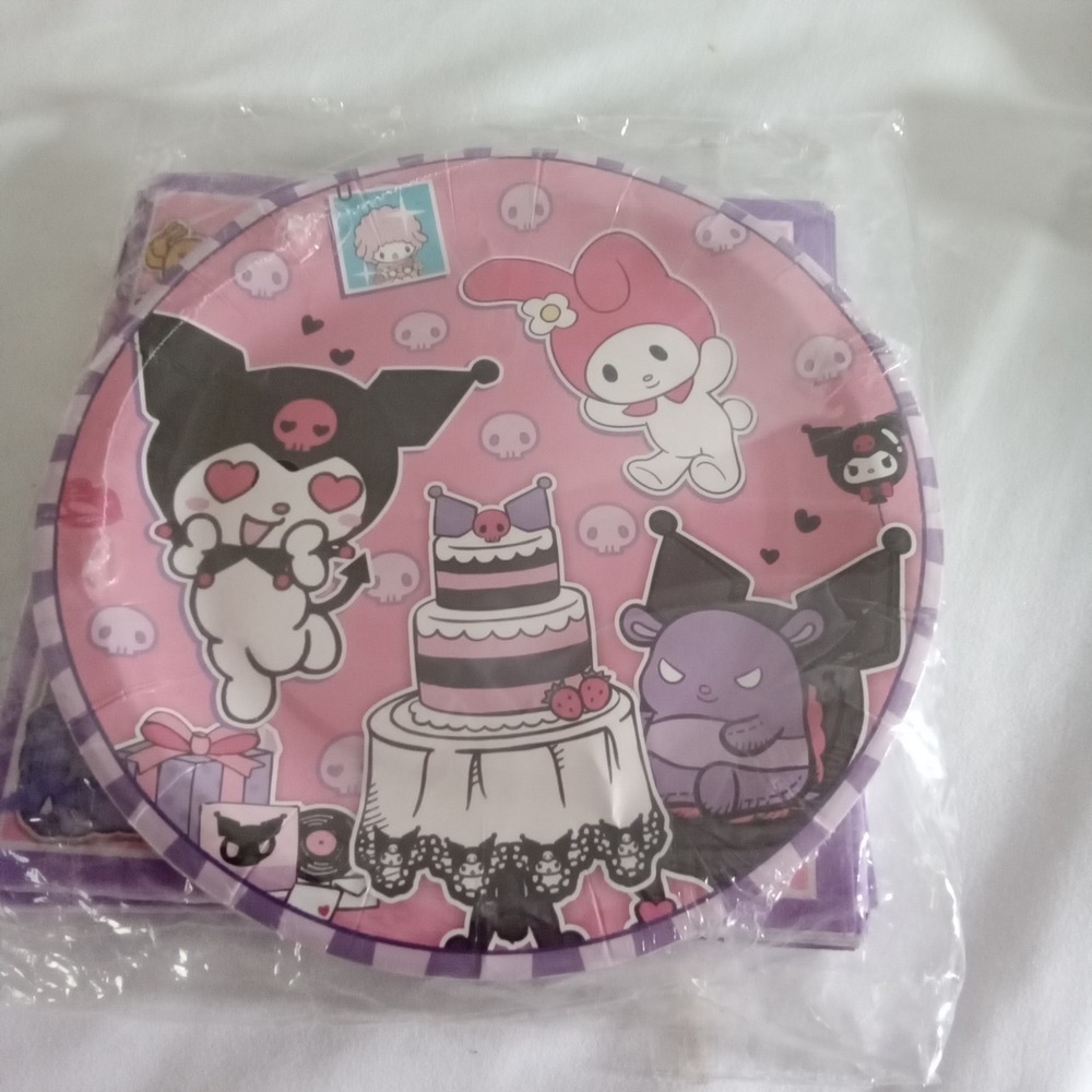 Sanrio Kuromi My Melody Party Set Paper Platesβ Napkins 40 Pcs Pink Purple